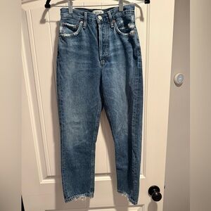 AGOLDE Riley High Rise Straight Crop Jeans in Frequency